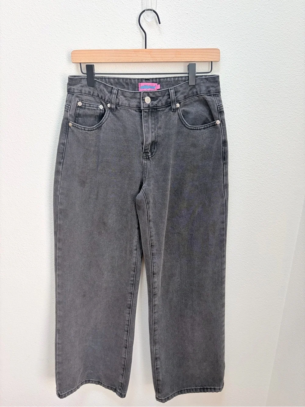 Edikted Wide Leg Jeans Baggy Wide Leg Skater Grunge Streetwear Gray Size Small